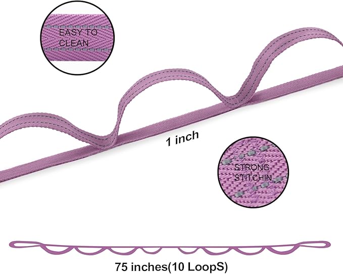 Premium Durable Stretch Straps with Loops, Stretching Strap for Physical Therapy, Multi-Loop Yoga Strap Fitness Exercise Strap for Yoga, Pilates, Dance, Flexibility&Exercise