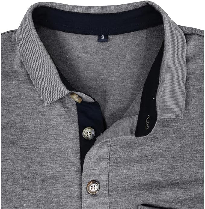 Men's Casual Polo Shirts Classic Button Basic Short Sleeve Shirt Solid Color Cotton Tees Golf Stylish Tops