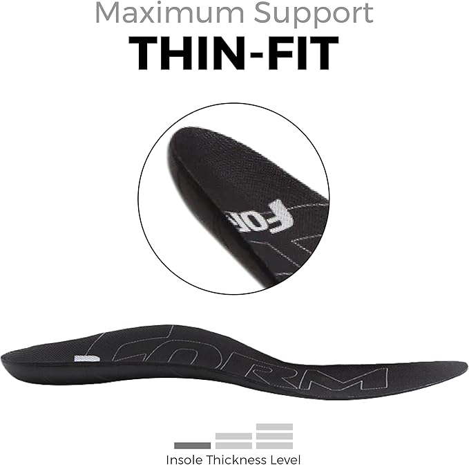 Ultra-Thin Plantar Fasciitis Insoles Designed for Comfort & Maximum Pain Relief, Ideal for Dress Shoes & Boots | Black (Women's 5.5-6)