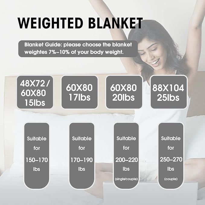 yescool Weighted Blanket for Adults (25 lbs, 88” x 104”, White) Cooling Heavy Blanket for Sleeping Perfect for 240-260 lbs, King Size Breathable Blanket with Premium Glass Bead