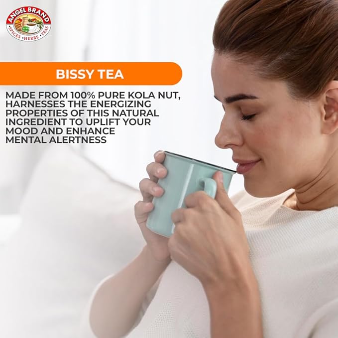 Angel Brand Bissy Tea Bags – 25 Tea Bags of Jamaican Kola Nut Herbal Tea for Energy and Vitality.