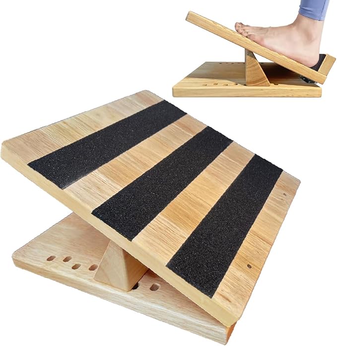 KIJO Studio Professional Wooden Calf Stretcher Slant Board 500 lbs Weight Capacity 16-Angle Adjustable Incline Calf Stretch Slant Board for Calf Stretching Exercise Squat & Physical Therapy Non-Slip