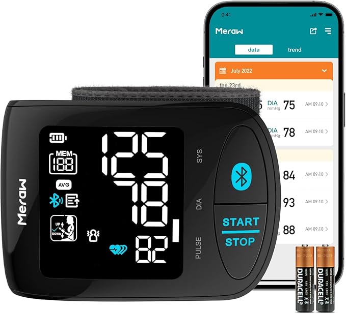 Blood Pressure Monitor Adult Cuff, Blood Pressure Cuff Monitor Wrist, Blood Pressure Machine Home Use 5.3-8.5" Irregular Heartbeat Monitoring APP Automatic Bluetooth High Accuracy Aspen Black