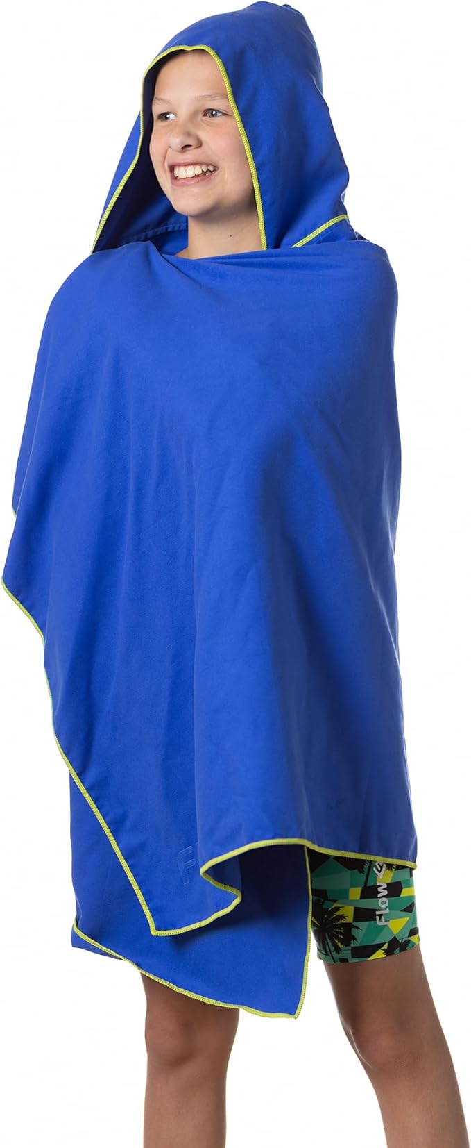 Flow Hydro Sport Towel - Microfiber Quick Dry Swimming Towels for Swim, Pool, Triathlon, and Other Water Sports in Medium, Large, Extra Large, and Hooded Sizes (Blue, Large w/Hood)