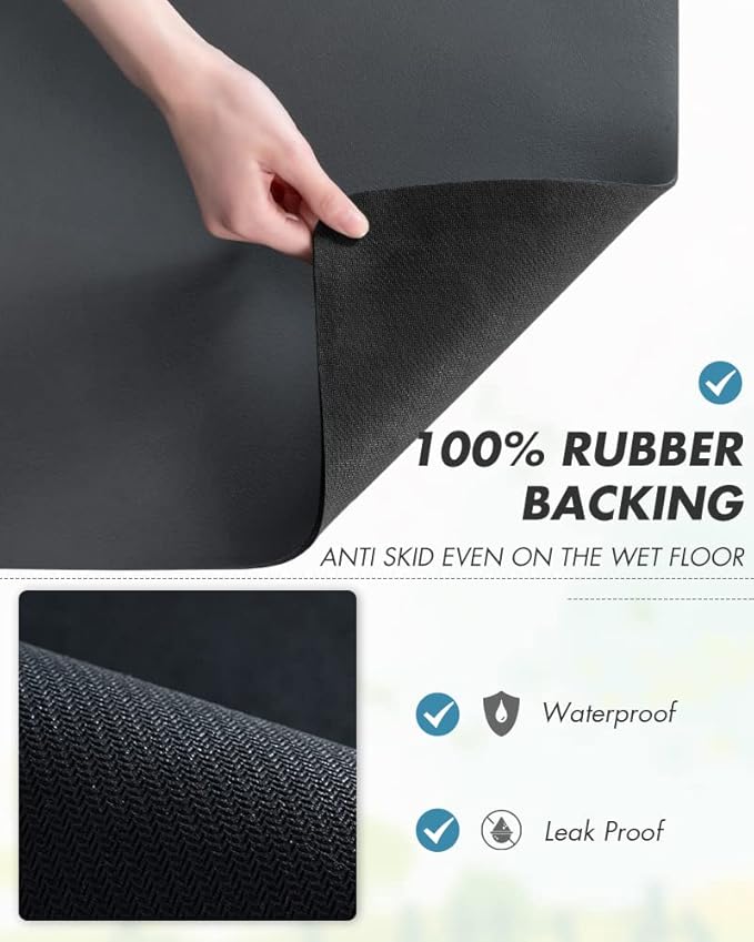 AMOAMI-Coffee Mat Hide Stain Rubber Backed Absorbent Dish Drying Mat for Kitchen Counter-Fit Under Coffee Bar Accessories Maker Machine Pot Espresso Machine Dish Rack