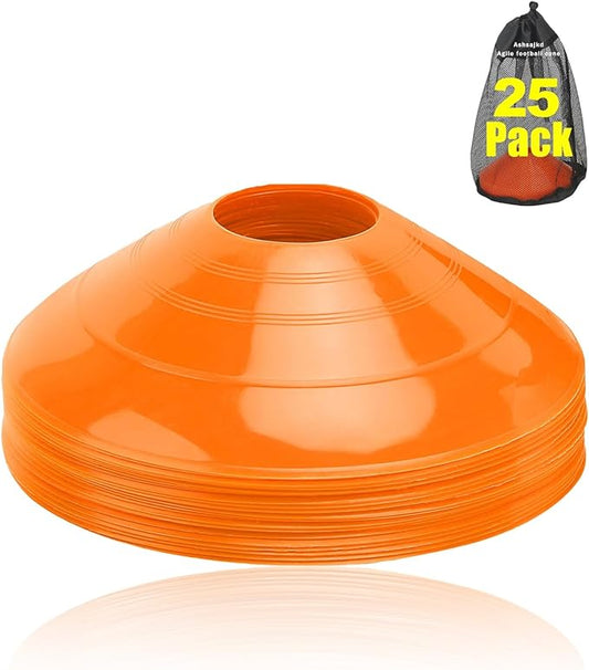 Ashsajkd(Set of 25/50/100 - Agility Soccer Cones with Carry Bag and for ， Football Cones for TrainingFootball, Basketball, Coaching, Agility Cones for Indoor and Outdoor Games