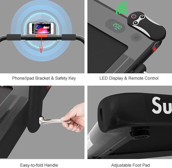 GYMAX Walking Pad, 2 in 1 Free Installation Under Desk Treadmill with Smart App, Remote Control & LED Display, 2.25HP Foldable Portable Compact Running Machine for Small Spaces Home Office