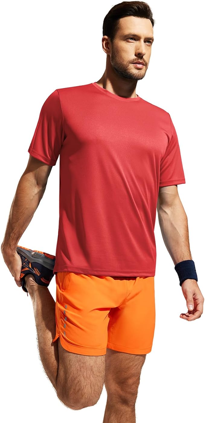 MIER Men's Quick Dry Workout Shirts Moisture Wicking Running Athletic Performance T-Shirts Recycled Polyester Top Tee