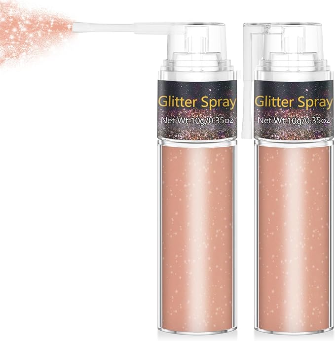 Hair and Body Glitter Spray, 1PC Champagne Hair Glitter Extra Fine Face Shimmer Powder for Clothes, Festival Loose Sparkle Powder for Rave Clothes Nail Art Easter Halloween Crafts (Champagne)