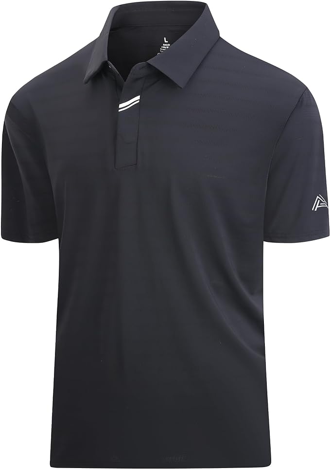 Esabel.C Jacquard Golf Shirts for Men Moisture Wicking Short Sleeve Performance Dry Fit Active Mens Polo Shirts