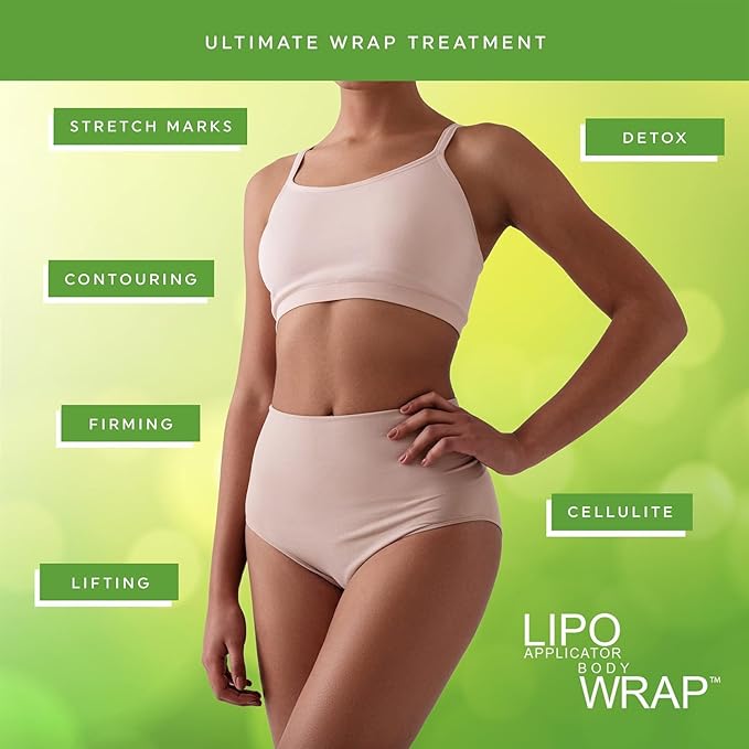 Ultimate Body Wrap with Guarana, Green Tea, and Seaweed Works for Stomach Belly Legs Arms Abdomen. 4 Wraps