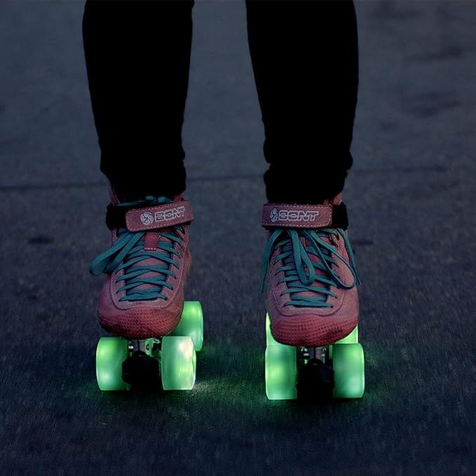 Bont Skates - Glow Light Up LED Quad Roller Skate Wheels - Recreational Street Outdoor Skating - 62x35mm 83A - Set of 4 wheels (Misty Teal)