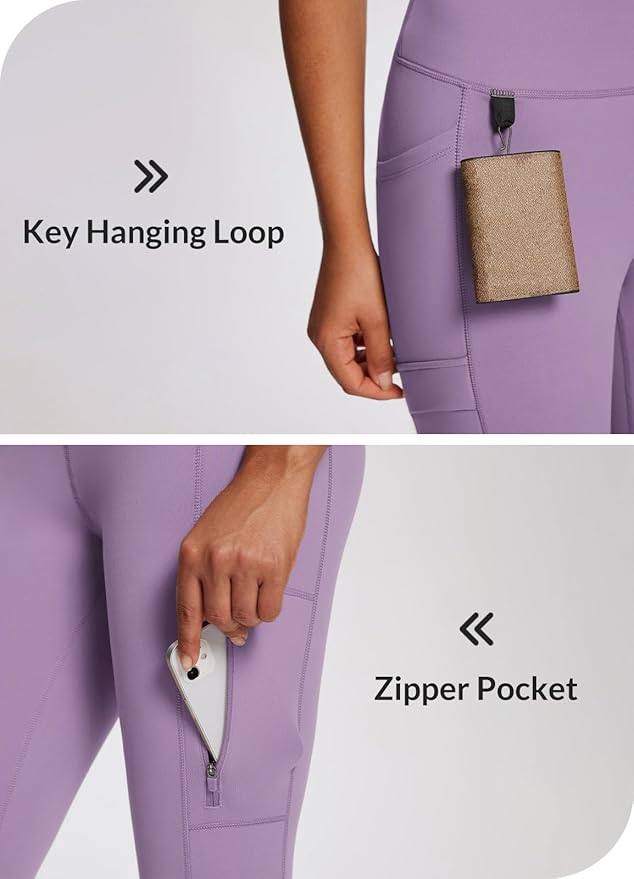 baleaf Women's Fleece Lined Leggings Waterproof Winter Hiking Pants Thermal Running Tights Zipper Pockets High Waisted