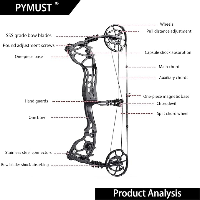 Archery Compound Bow Hunting Set 20-70lbs Adjustable Pull 320fps Speed with 5 Pin Sights and 9 Carbon Arrows for Teens and Adults Target Practice Outdoor Hunting Full Set of Accessories