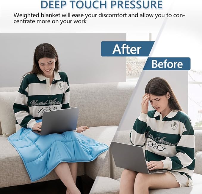 L'AGRATY Weighted Lap Blanket 5lb: Small Weighted Blankets for Adults Portable Travel - Cooling Pad Blanket for Relaxation Sleeping - Cozy Lap Washable All-Season(29" x 24")