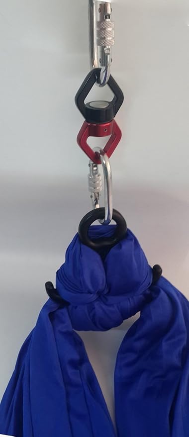 DASKING Aerial Silks Starter Kit - Durable 11Yards of Aerial Yoga Hammock with Hardware, Aerial Swing for Acrobatic Flying Yoga & All Levels (Aerial Rigging Point Up to 14ft)