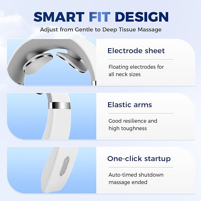 4-Head Electric Massagers Set, Vagus Nerve Stimulator Neck, 6 Modes & 16 Levels, Ergonomic Design, Promote Muscle Relaxation (Pink)