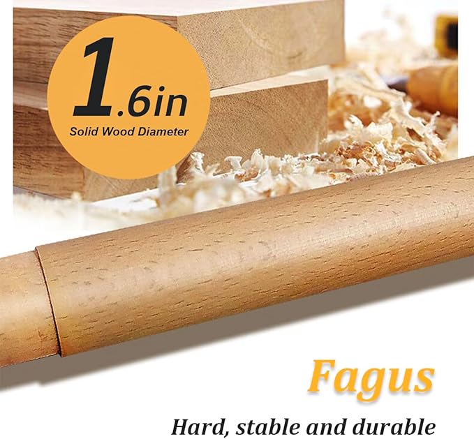 11.8" High Wooden Parallel Bar and Dip Bar with Thick Beech Handles, Push-up Bar, Rock-Free Fitness Equipment for Handstand, L-Sit, Gymnastics, Strength Training Home Gym,440lbs