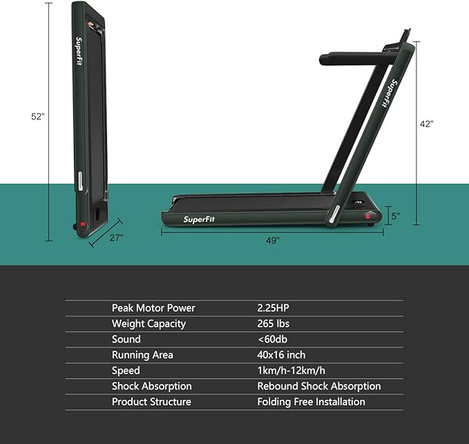 GYMAX Walking Pad, 2.25HP Dual Display Foldable Treadmill for Home with Remote/Smart App Control, Portable Compact Treadmill for Office Under Desk, Folding Running Machine for Small Spaces