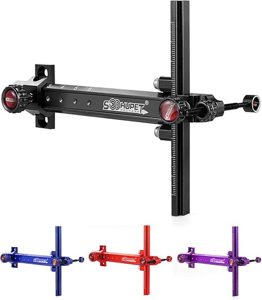 Archery Recurve Bow Sight, SOOHUPET Accessories T Shape Archery Shooting Target Sight Adjustable Bowsight with Optical Fiber Pin Sight for Target Practice