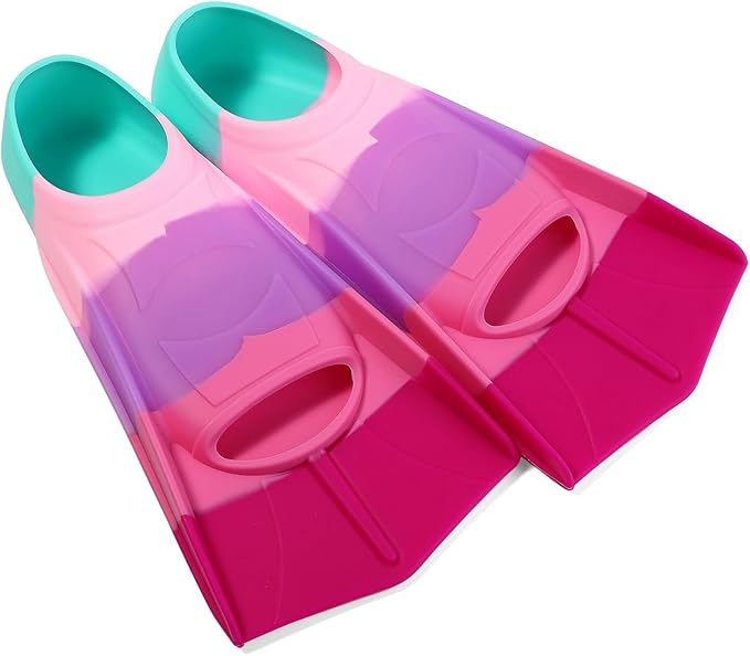 Kids Swim Fins,Short Kids Fins Youth Swimming Flippers for Lap Swimming Training for Children Girls Boys Beginners