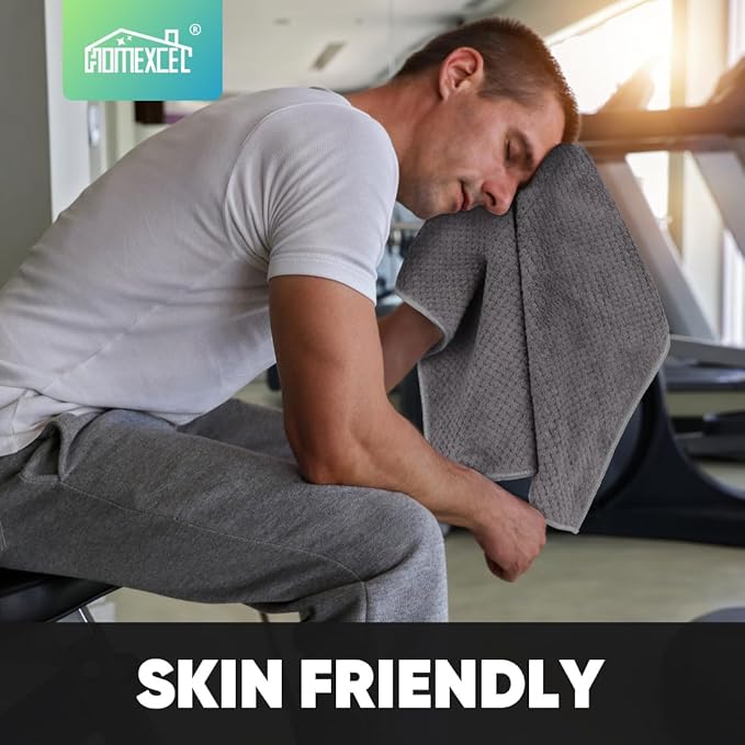 HOMEXCEL Gym Towels 6 Packs, (16x27 inches) Highly Absorbent Yoga Towel, Ultra Soft Hand Towels for Daily Use, Fast Drying Microfiber Workout Towels for Gym, Spa, Fitness, Camping, Hotel