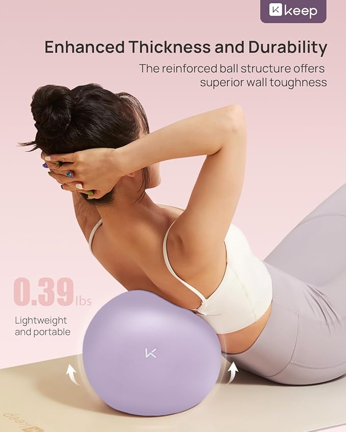 KEEP Pilates Small Exercise Ball Anti-Burst - Thickened Yoga Ball With Pump for Physical Therapy, Fitness, Workout, and Core Strength