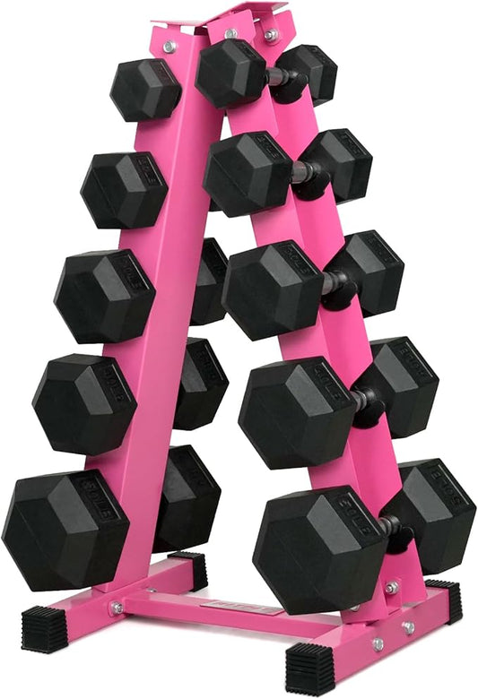 RitFit 250LB/300LB Rubber Hex Dumbbell Sets with Weights Rack, Multiple Color Choices Available, Great Gym Equipment for Home, Strength Training, Workouts