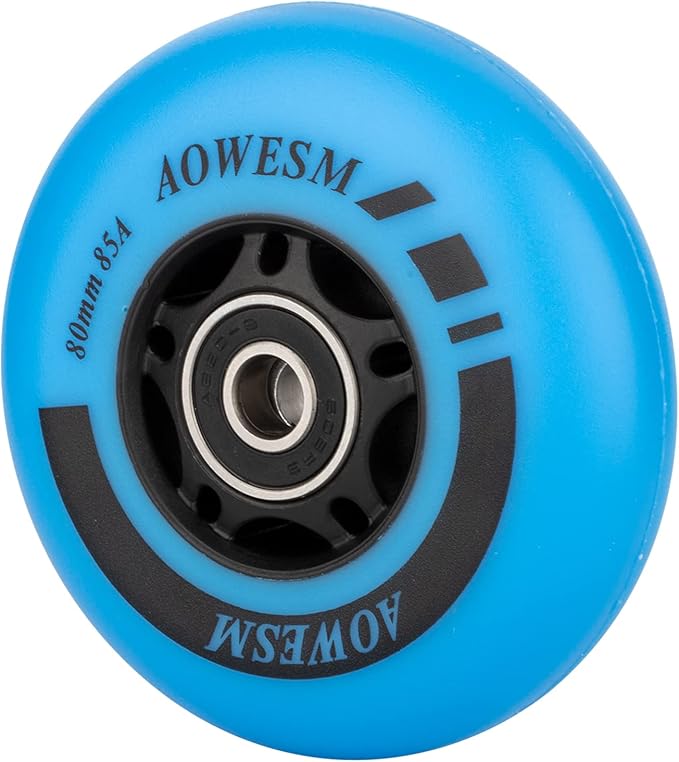 AOWESM Inline Skate Wheels 80mm 76mm 72mm 85a Outdoor Indoor Black Blue Red Roller Hockey Blades Replacement Wheels w/Bearings ABEC-9 and Floating Spacers (8-Pack)