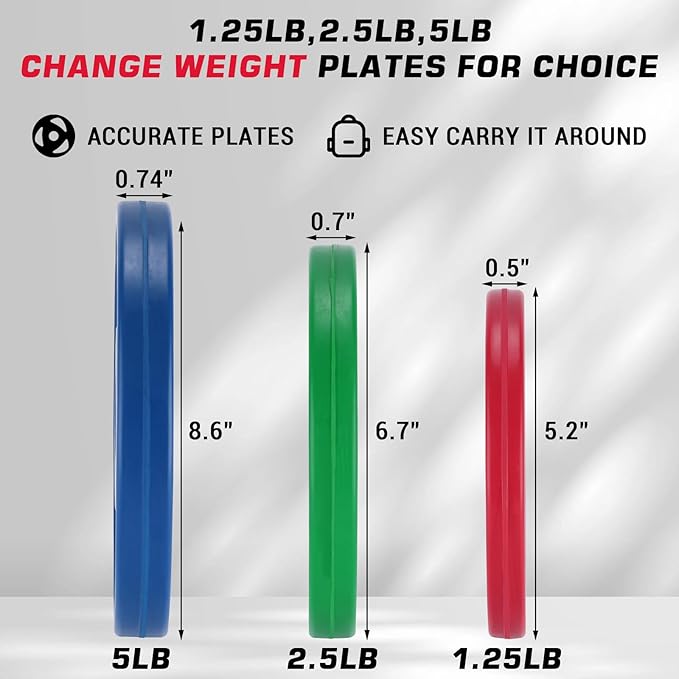 2 In Change Plates 1.25LB 2.5LB 5LB 10LB Fractional Weight Plates,Bumper Plates for Weight Lifting,Strength Training Gym Home,Rubber Coating