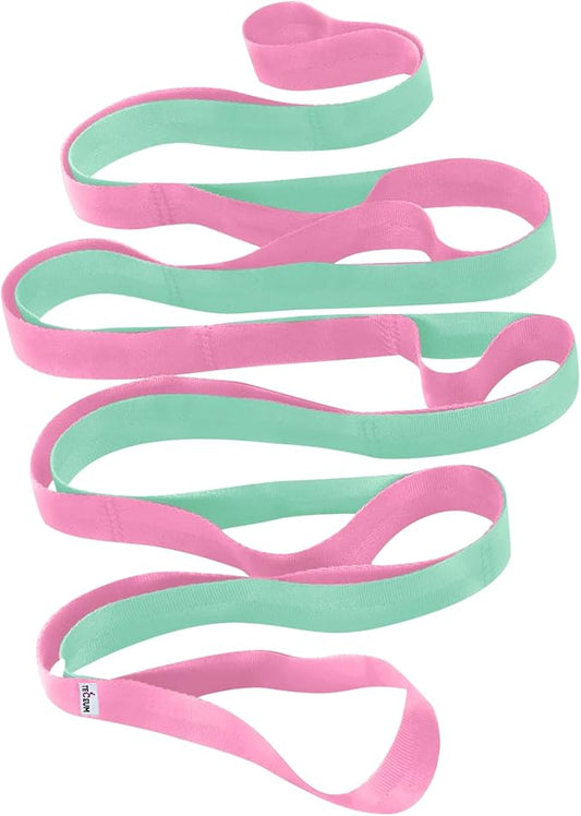 TECEUM Stretching Strap for Yoga & Physical Therapy – 10 Loops – Non-Elastic Leg Stretch Straps for Stretching, Exercising, Pilates, Post-Injury Rehabilitation for All Levels – Men & Women