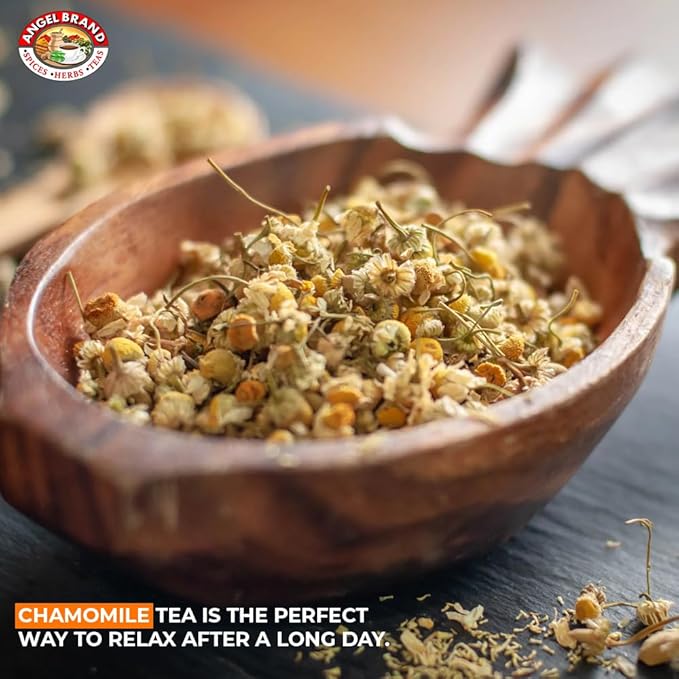 Angel Brand Dried Chamomile Flowers – 0.25 oz Pouch Pack of 3 – Premium Chamomile Flowers for Tea and Herbal Infusions.