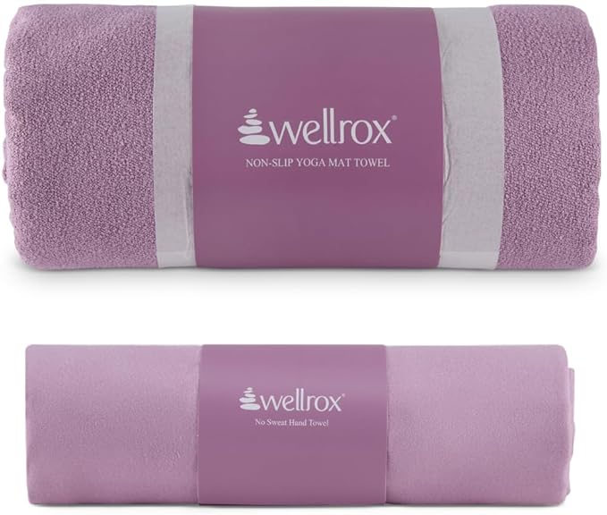 Yoga Towel Non Slip - Hand & Mat Towel for Yoga, Pilates & Fitness (Lavender)