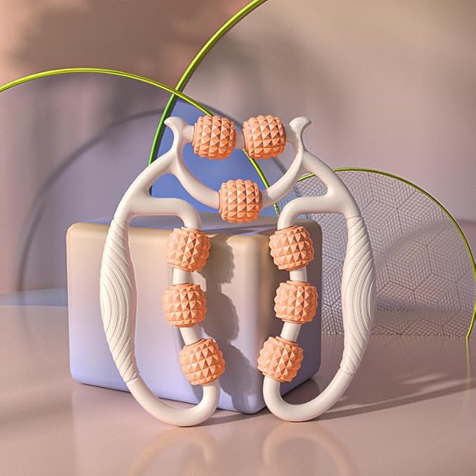 HEEPDD 9 Wheels Muscle Roller, Leg Massager Muscle Relaxation Stretching Roller Foam Roller Deep Tissue Massager for Thigh Arms Leg Waist (Orange)