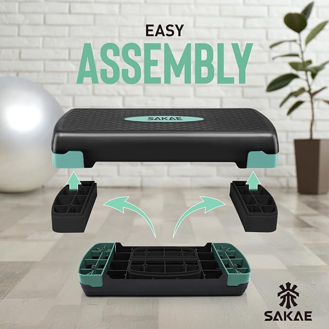 Aerobic Stepper Set with Dumbbells & Measuring Tape, Adjustable Height 2 Level Risers Workout Exercise Step Platform, 4 Colors, the Ultimate Gift for a Joyful Holiday and Merry Christmas