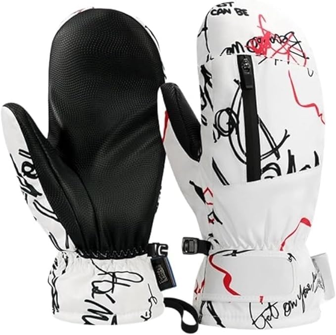 Waterproof Ski Mittens Ski Glove for Women Men Youth Winter Cold Weather Snow Gloves with Hands Warmer Zipper Pocket