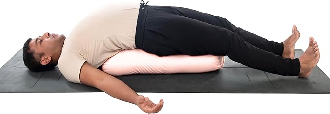 Yogikuti Iyengar Yoga Bolster Pillow for Restorative Yoga & Meditation Poses – 100% Cotton, Firm & Durable Cylindrical Cushion with Washable Cover, Perfect for Balance & Supportive Asanas (White)