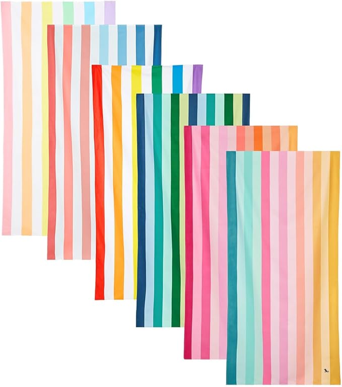 Dock & Bay Beach Towel - Quick Dry, Sand Free - Compact, Lightweight - 100% Recycled - Includes Bag - Rainbow Shores - Set of 4 - Large (160x90cm, 63x35)