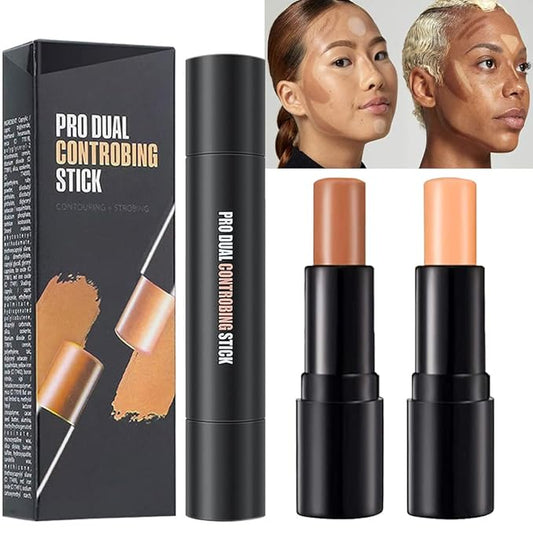 2 Colors Cream Contour Sticks Makeup Kit, Primer Face Highlighter Contouring for Beginners, Highlight and Contour Kit, Cream Concealer Makeup Blur Stick, Primer Face Corrector 3#