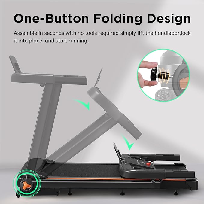 Treadmill with 0-15% Auto Incline, 3.5HP Quiet Brushless Foldable Treadmills for Home, Small Space Portable Running Walking Machine, 300 Lbs Capacity with Bluetooth APP & Pulse Monitor