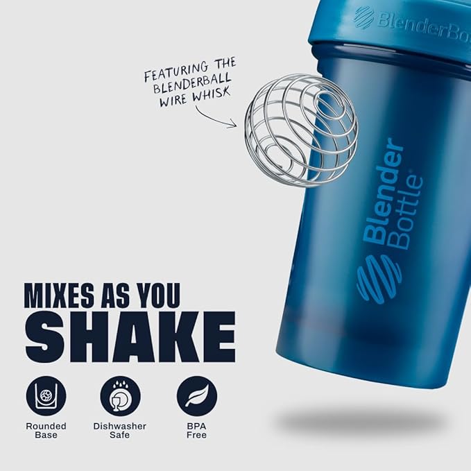 BlenderBottle Classic V2 Shaker Bottle Perfect for Protein Shakes and Pre Workout, 20-Ounce (3 Pack), Black, Navy, Pink
