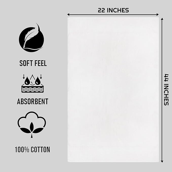 CH White Bath Towels Bulk - 22 x 44 Inches, 100% Cotton Economy Light Weight Towels for Commercial Use - Quick Dry, Ultra-Soft, and Absorbent Bulk Towels (36 Pack)