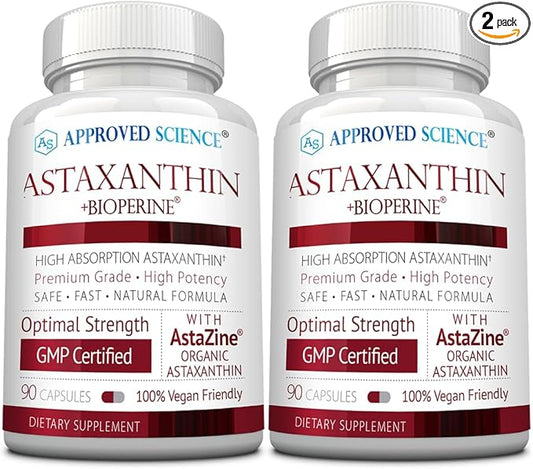 Approved Science® Astaxanthin 12 mg - Extra Strength Antioxidant - Supports Heart, Eyes, Skin - 180 Vegan Capsules - 6 Month Supply