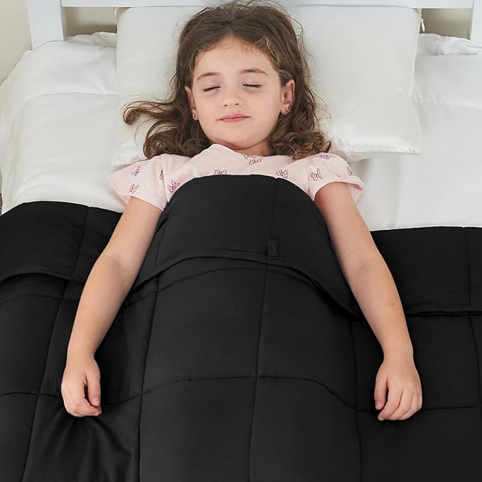 yescool Weighted Blanket (10 lbs, 41" x 60", Black) Cooling Heavy Blanket for Sleeping Perfect for 90-110 lbs, Breathable Blanket with Premium Glass Bead, Machine Washable
