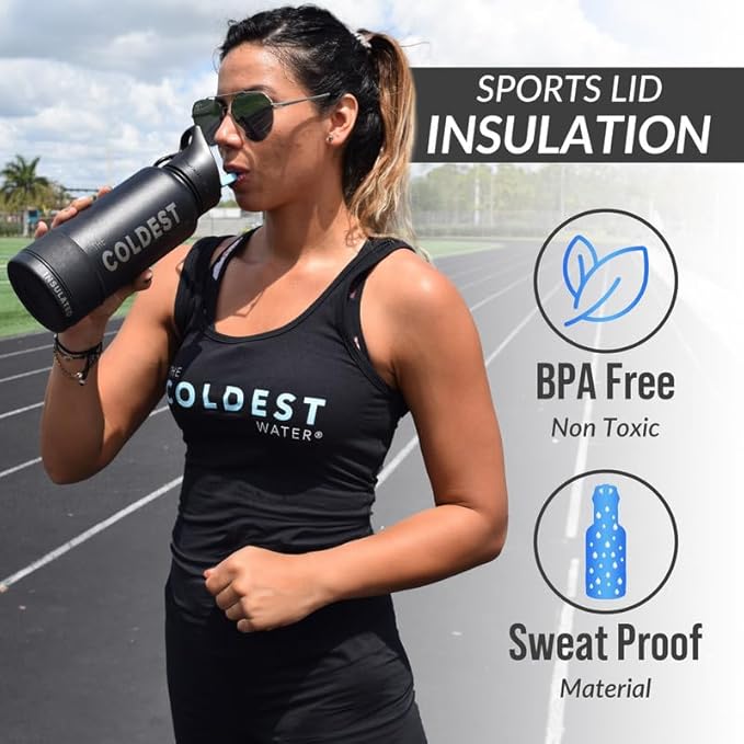 Coldest Insulated Water Bottle with Straw Lid - Stainless Steel Metal Insulated Bottle for Men & Women (Crimson Red, 40 oz)