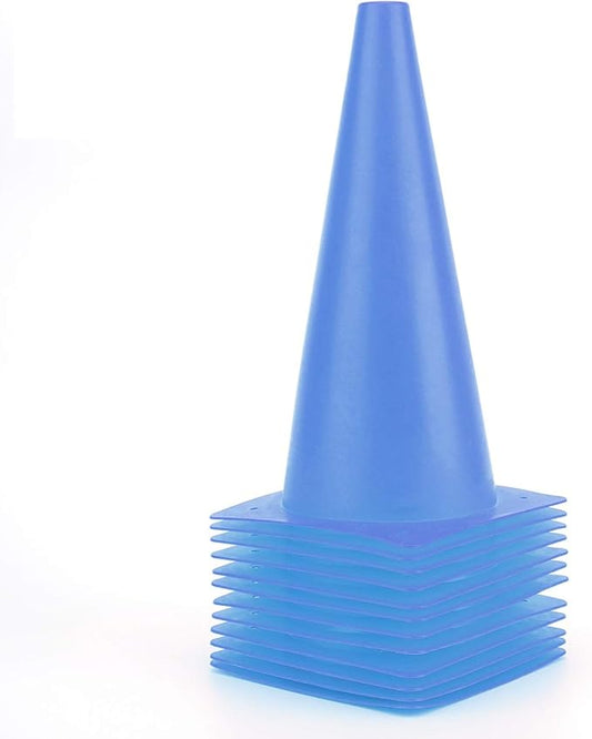 12 Inch Traffic Training Cones, Plastic Safety Parking Cones, Agility Field Marker Cones for Soccer Basketball Football Drills Training, Outdoor Sport Activity & Festive Events - 6 Colors