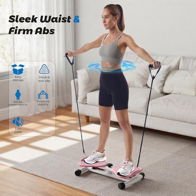 Exercise Twist Boards,Waist Twister Machine Exercise,Balance Board for Foot Massage and Weight Loss(Pink)