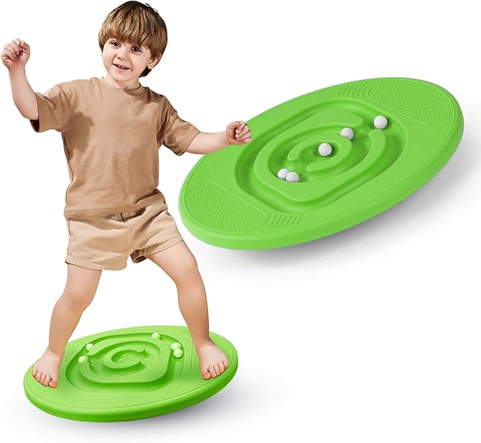 Balance Board for Kids with Maze - Plastic Wobble Board for Skiing Surfing Snowboard Training, Non-Slip Sensory Rocker Board for Toddlers 3-12, Core Strength Physical Therapy Equipment & Skateboard Balance Trainer