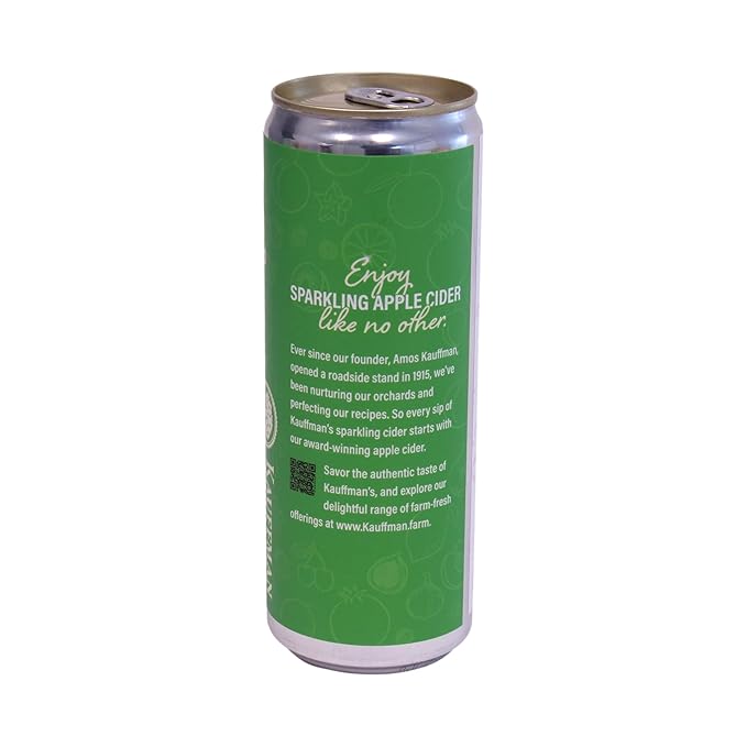 Kauffman Orchards Sparkling Apple Cider, 12 oz. Can (Pack of 6)