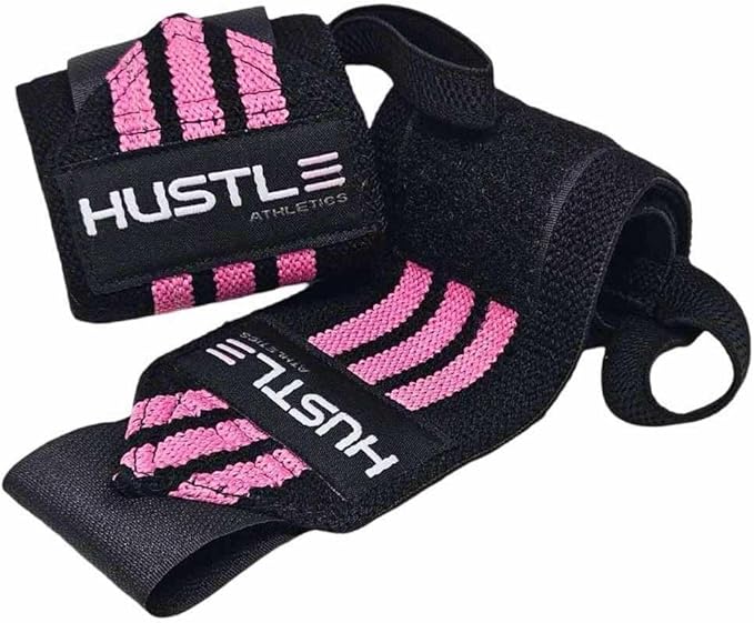 Hustle Athletics Wrist Wraps for Weightlifting – Max Wrist Support for Safe & Heavy Lifts, USPA Approved 18" & 12" Lengths, Thumb Loop Gym Straps for Powerlifting & Weight Lifting for Men and Women